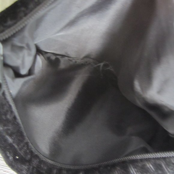 Black Velvet with Embroidery Small Shoulder Bag with Black Fringe - Picture 5 of 5